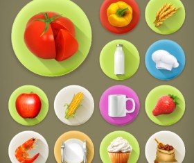 Various dessert and food flat icons vector 02