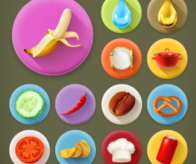 Various dessert and food flat icons vector 03