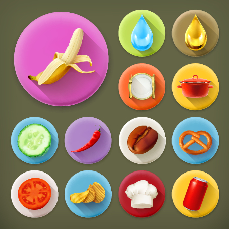 Various dessert and food flat icons vector 03