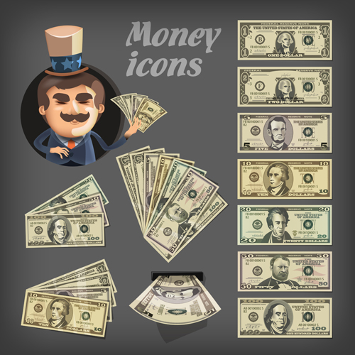 Various money design elements vector 01
