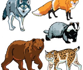 Vector set of wild animals design graphic 01