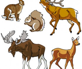 Vector set of wild animals design graphic 02