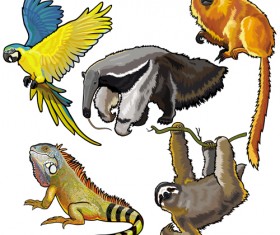 Vector set of wild animals design graphic 03