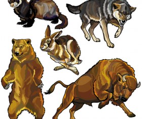 Vector set of wild animals design graphic 04