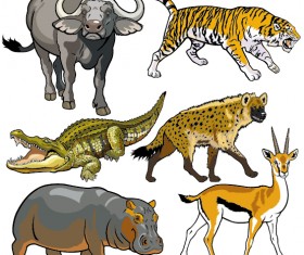 Vector set of wild animals design graphic 06