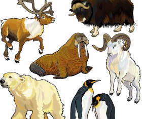 Vector set of wild animals design graphic 07