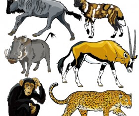 Vector set of wild animals design graphic 08