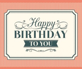 Vintage Happy Birthday Card Vector Material