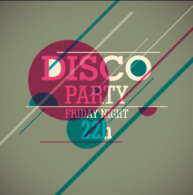 Vintage disco party poster flyer design vector 03