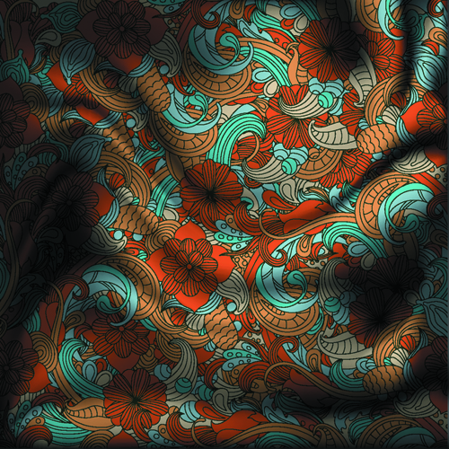 Vintage floral textile vector background art 04