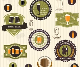 Vintage green style beer labels vector set 01