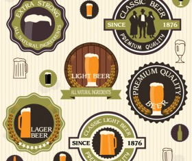 Vintage green style beer labels vector set 02