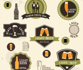 Vintage green style beer labels vector set 03