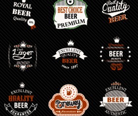 Vintage royal beer labels with badges vector 01