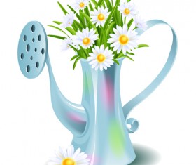 White flower with kettle vector
