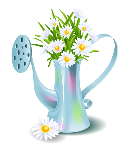 White flower with kettle vector