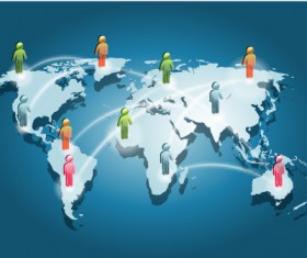 World maps with social infographics vector 01