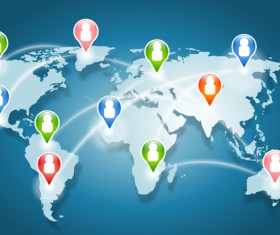 World maps with social infographics vector 02