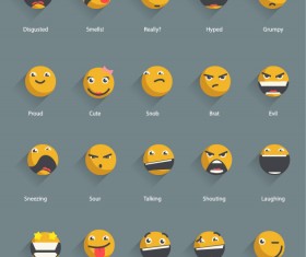 Yellow shadowed emoticons icons vector