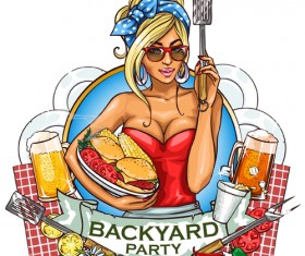 barbecue menu label creative vector 01