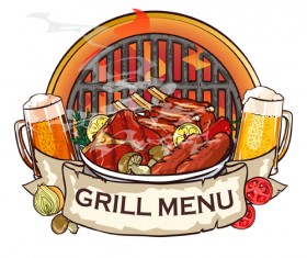 barbecue menu label creative vector 04