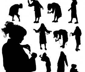 Creative cleaning woman silhouette design vector 02