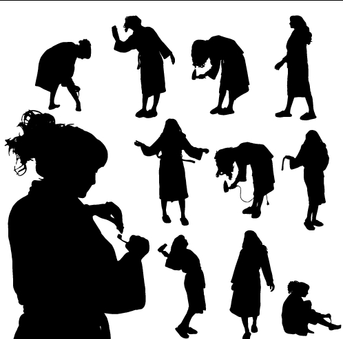 Creative cleaning woman silhouette design vector 02