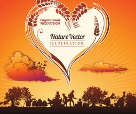 foison silhouette with sunset background vector