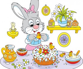 lovely cartoon bunny design vector set 01