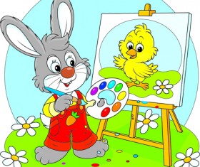 lovely cartoon bunny design vector set 02