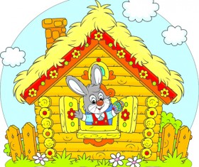 lovely cartoon bunny design vector set 03