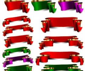 Luxury colored ribbons vector material 05