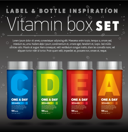 vitamin box design vector 01