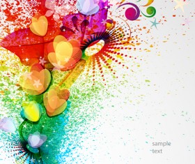 Abstract elements with heart grunge background vector