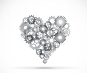 Abstract gear heart vector background material
