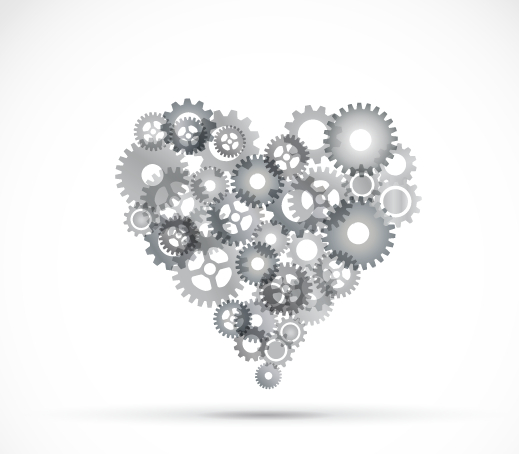 Abstract gear heart vector background material