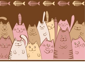 Amusing cartoon cats vector design 01