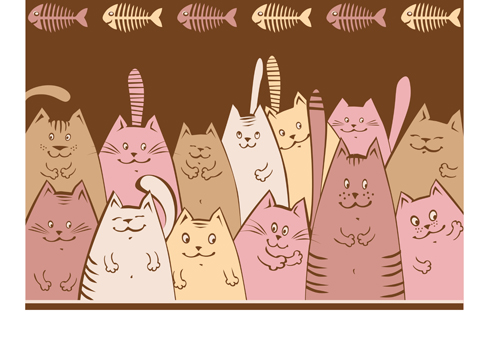 Amusing cartoon cats vector design 01