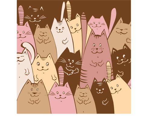 Amusing cartoon cats vector design 02