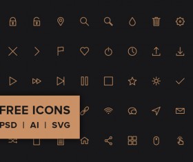 Application golden outline icons set