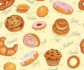 Bakery and cake seamless pattern vector