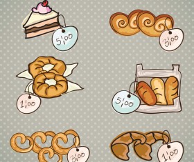 Bakery and cake with price tags vector