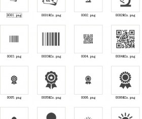 Barcode with badge and office supplies icons