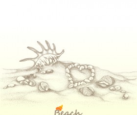 Beach with shell retro background vector