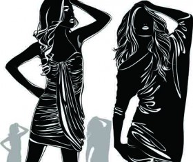 Beautiful girls silhouette design vector material 01