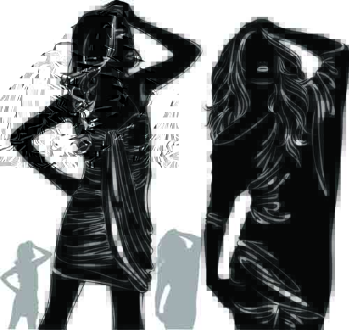 Beautiful girls silhouette design vector material 01