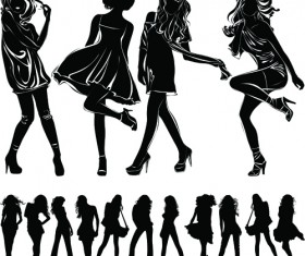 Beautiful girls silhouette design vector material 04