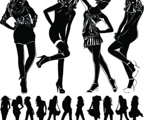 Beautiful girls silhouette design vector material 05