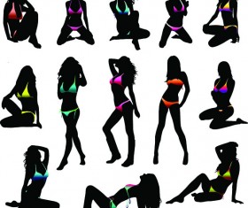 Beautiful girls silhouette design vector material 10