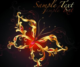 Beautiful golden butterflies free background vector